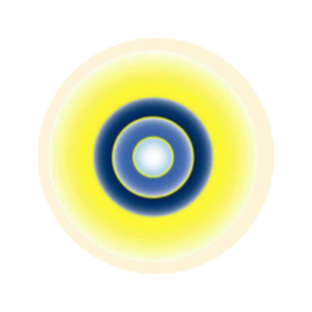 yellow circular ring around blue rings